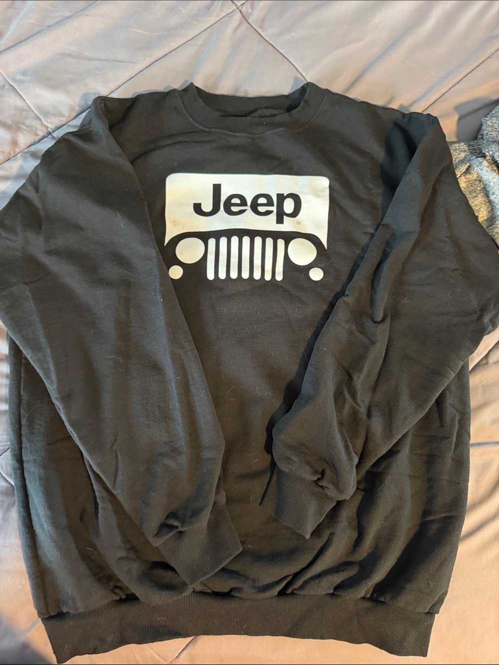 Jeep Black Crewneck Sweatshirt with White Logo Graphic
